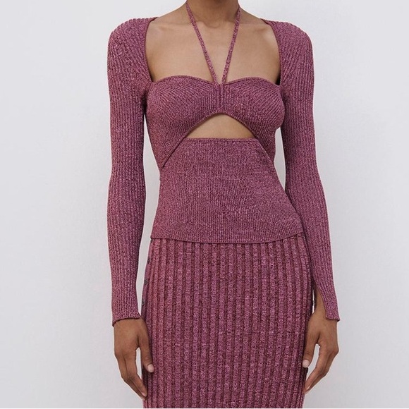 Jonathan Simkhai Alexia Marled Compact Rib Sweetheart Knit Top - Medium (NWT) - Picture 4 of 10